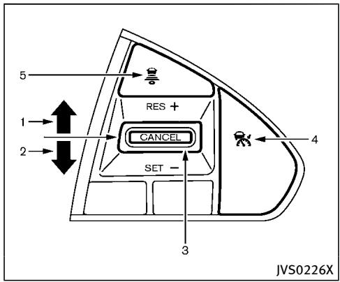 INFINITI Q50 (2016) - Fonctionnement du mode de contrôle de distance d'un véhicule à l'autre - 1