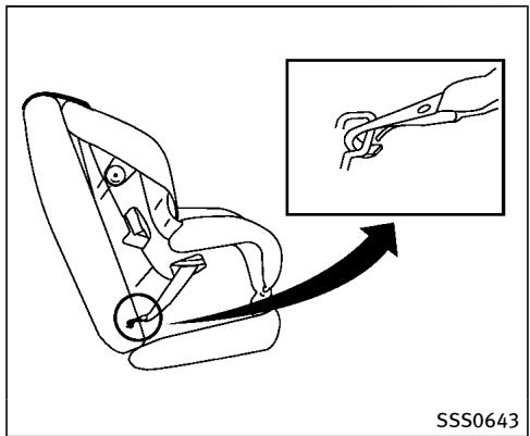 INFINITI Q50 (2016) - Emplacement de l'ancrage inférieur LATCH - 1