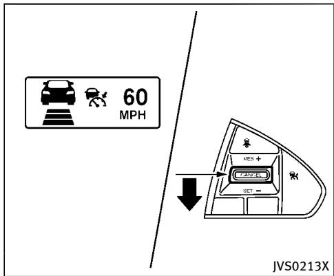 INFINITI Q50 (2016) - Fonctionnement du mode de contrôle de distance d'un véhicule à l'autre - 4