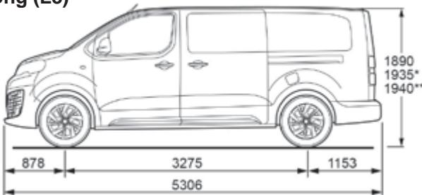 PEUGEOT Traveller (2016-2023) - Dimensions (en mm) - 6