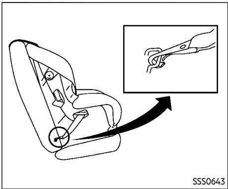 INFINITI Q70 (2019) - Emplacement de l'ancrage inférieur LATCH Emplacement de l'ancrage inférieur LATCH - 1