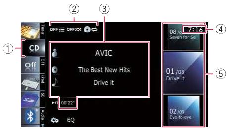 SUBARU Forester SJ - 4 Phase 2 (2010-2013) - Système audio - Utilisez les touches de l'écran tactile pour commander le disque. - 1