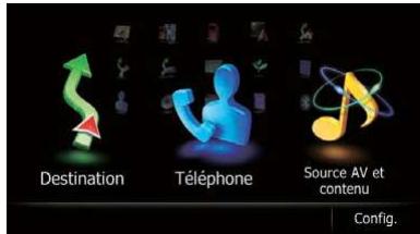 Destination Téléphone Source AV et contenu Config.