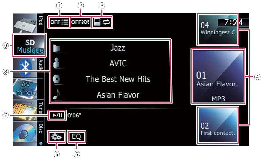 OFF OFF SD Musique Jazz AVIC The Best New Hits Asian Flavor 01 Asian Flavor. MP3 02 First contact. 04 7:24 Winningest C 05 00'06" EQ ⑥ ⑤