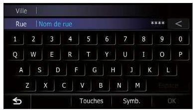 Ville Rue | Nom de rue **** 1 2 3 4 5 6 7 8 9 0 Q W E R T Y U I O P A S D F G H J K L Z X C V B N M Espaie Touches Symb. OK
