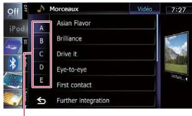 SUBARU Forester SJ - 4 Phase 2 (2010-2013) - Système audio - Parcourez la liste en faisant glisser les onglets en haut ou en bas pour afficher la lettre que vous souhaitez développer. - 1