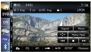01 01 7:18 LCD-VI Off Off 2D Audio EQ Aff. 00'09" Masquer Signet Menu Menu PpaL.