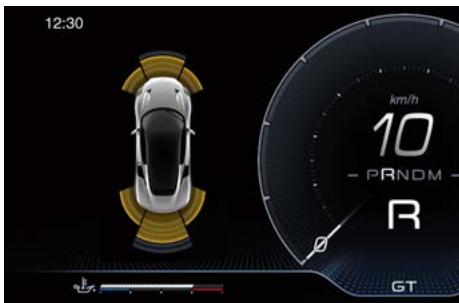 Maserati MC20 Cielo (2022) - Affichage des messages d'rapidissement du système d'aide au stationnement Park Assist - 2