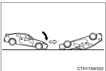 SUBARU BRZ  (2018) - ■ Exemples de types d'accidents durant lesquels le déploiement de l'/des airbag(s) SRS latéral(-aux) et de l'/des airbag(s) SRS rideau(-x) ne va normalement pas se produit - 3