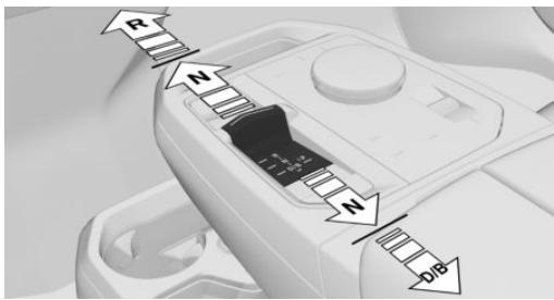 BMW iX (2025) - Réglage du levier sélecteur en position R, N, D, B - 1