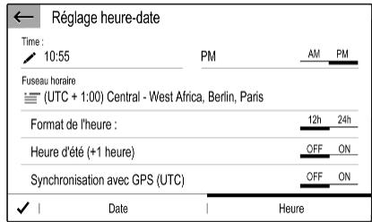 OPEL Corsa F (2023) - Réglage de l'heure et de la date   Selectionner Réglage heures-date - 1