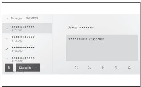 LEXUS NX AZ20 (2025) - Passer des appels à partir de l'écran de messages e-mail, SMS ou MMS - 1