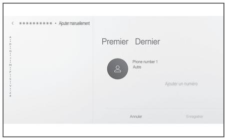 ********** • Ajouter manuellement Premier Dernier Phone number 1 Autre Ajouter un numéro Annuler Enregistrer