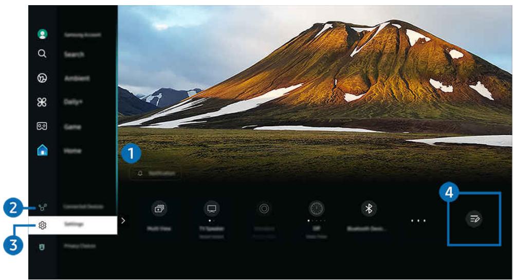SAMSUNG TU43DU7175 - À propos de la Menu Barre d'accès rapide - 1