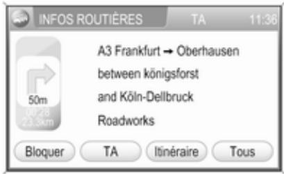 OPEL Zafira B (2008-2014) - Infotainment System - Bouton TRAF et menu INFOS ROUTIÈRES - 1