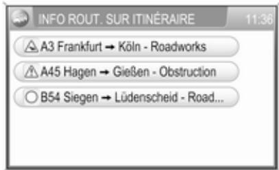 OPEL Zafira B (2008-2014) - Infotainment System - Contrôle du guidage d'itinéraire via le menu INFOS ROUTIÈRES - 2