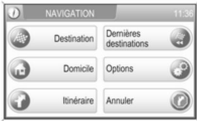 OPEL Zafira B (2008-2014) - Infotainment System - Contrôle du guidage d'itinéraire via le menu NAVIGATION - 1