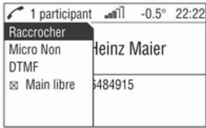 OPEL Zafira B (2008-2014) - Infotainment System - Fonctions disponibles pendant la conversation - 1