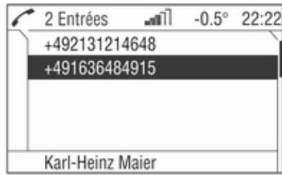 OPEL Zafira B (2008-2014) - Infotainment System - Choisir des numéros d'appel dans un répertoire téléphonique - 2