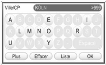OPEL Zafira B (2008-2014) - Infotainment System - Utiliser les menus avec claviers pour la saisie d'adresse - 1