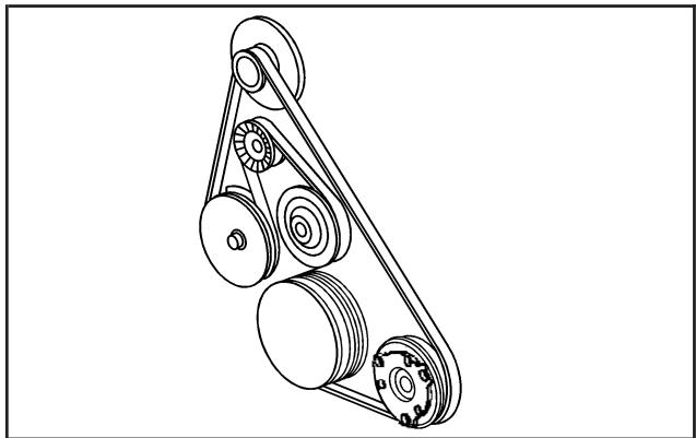 Buick Lucerne (2008) - Disposition de la courroie d'entrainment - 1
