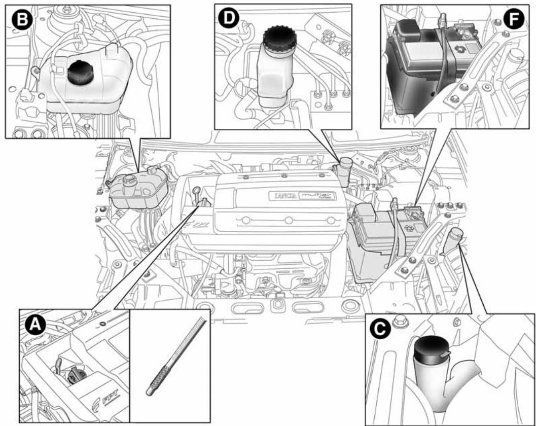 LANCIA Delta 3 (2008-2014) - VÉRIFICATION DES NIVEAUX - Version 1.4 Turbo Jet - 2