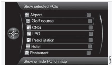 VOLVO Sensus (2016) - Navigation - Points d'intérêt (POI) sur la carte - 1