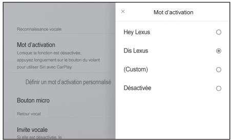 LEXUS NX AZ20 (2021) - Sélectionnez le mot de réveil souhaité dans la liste. - 1
