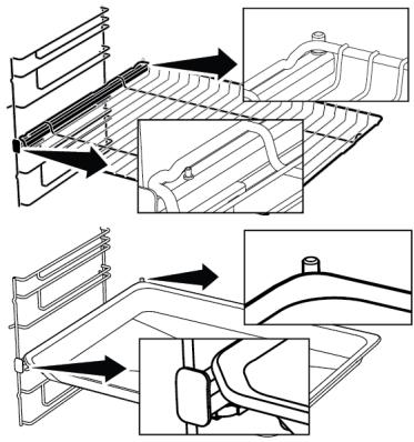 BEKO BBIE12300XMP - Mise en place appropriée de la grille métallique et du plateau sur les rails télescopiquesModèles à étagères grillagées et rails télescopiques - 1