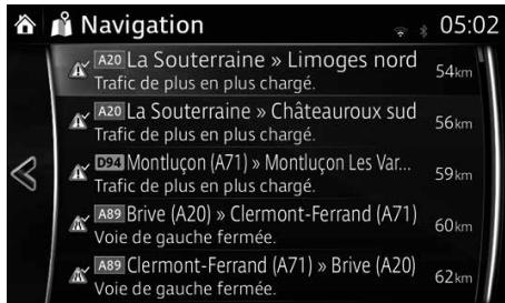 MAZDA 6 - Système de navigation - Sélectionner l'événement de circulation. - 1