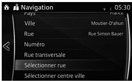 MAZDA 6 - Système de navigation - Saisir le milieu d'une rue comme destination - 4