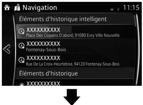 MAZDA 6 - Système de navigation - Sélectionner une destination récente à partir de l'Historique - 2