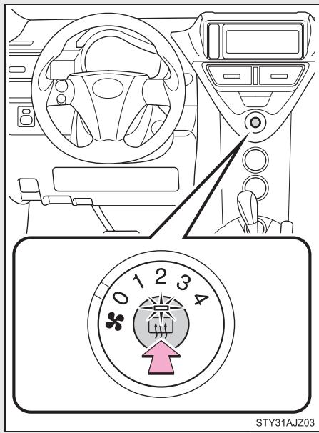 Scion IQ (2012) - 3-1. Utilisation du système de climatisation et du système de dégivrage dégivrage de la lunette arrière et des rétroviseurs extérieurs* - 1