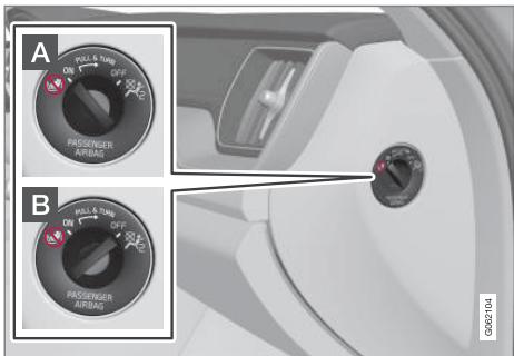 VOLVO V60 2 - Activer et désactiver le coussin gonflable passager\* - 1