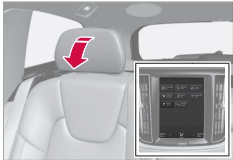 VOLVO V60 2 - Rabattement de l'appui-tête extérieur de la banquette arrière à l'aide de l'écran central\* - 1