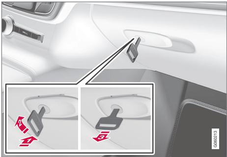 VOLVO V60 2 - Verrouiller et déverrouiller la boîte à gants\* - 2