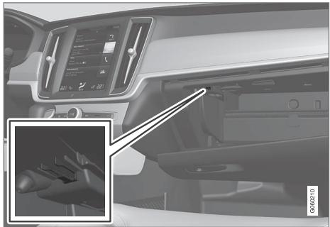 VOLVO V60 2 - Verrouiller et déverrouiller la boîte à gants\* - 1