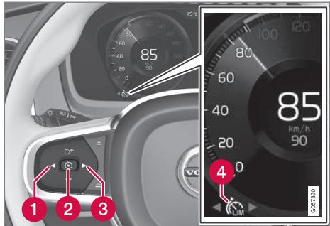 VOLVO V60 2 - Sélectionner et activer le limiteur de vitesse - 1