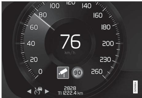 VOLVO V60 2 - Avertissement pour la limitation de vitesse et les radars provenant des informations sur la signalisation routière\* - 1