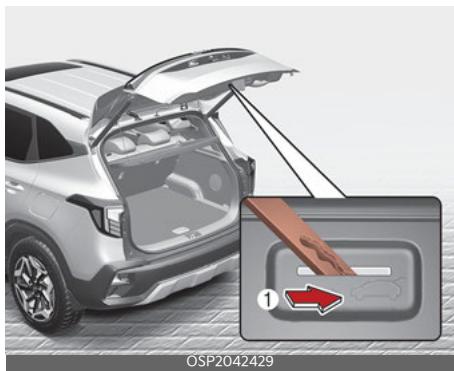 KIA Seltos SP2 (2024) - Déverrouillage d'urgence de sécurité du hayon - 1