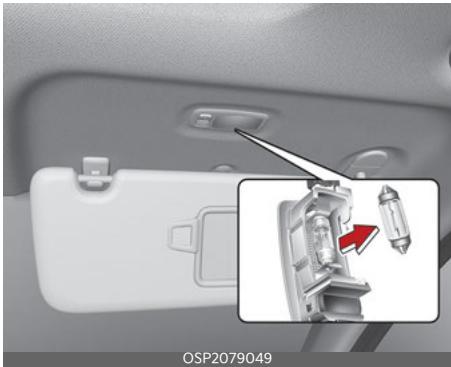 KIA Seltos SP2 (2024) - Remplacement de l'ampoule de lampe (type ampoule) du miroir de courtoisie - 1