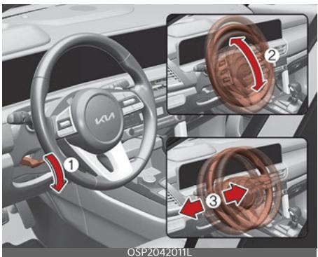KIA Seltos SP2 (2024) - Réglage de l'angle et de la hauteur du volant - 1