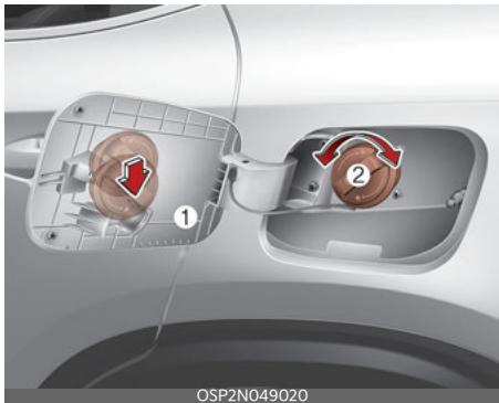 KIA Seltos SP2 (2024) - Ouverture de la trappe de remplissage de carburant - 2