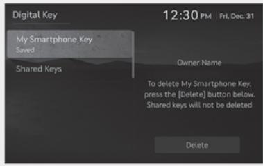 Genesis GV60 (2021-2025) - Comment supprimer une clé numérique (Téléphone intelligent) - 1
