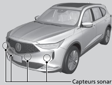 Acura MDX (2023) - ■ Emplacement et portée des capteurs - 1