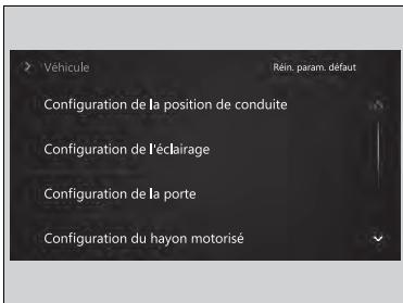 Acura MDX (2023) - Réglages par défaut du véhicule - 1