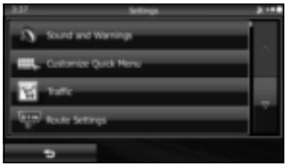 SUBARU Legacy et Outback 2014 Système de navigation - Menu Settings (Réglages) - 1