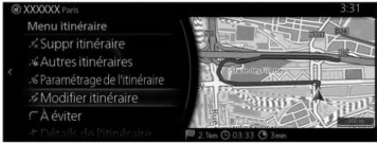 MAZDA CX-30 (2019) Système de navigation - Modifier la liste des destinations (Modifier itinéraire) - 1