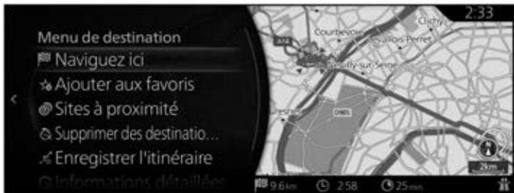 MAZDA CX-30 (2019) Système de navigation - Comment sélectionner une destination dans les résultats de recherche et démarrer uneexecutionde la démo - 2