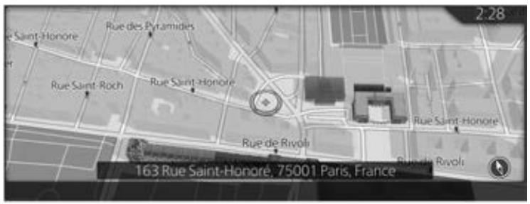 MAZDA CX-30 (2019) Système de navigation - Comment sélectionner une destination à partir du curseur et démarrer une exécution de la démo - 1